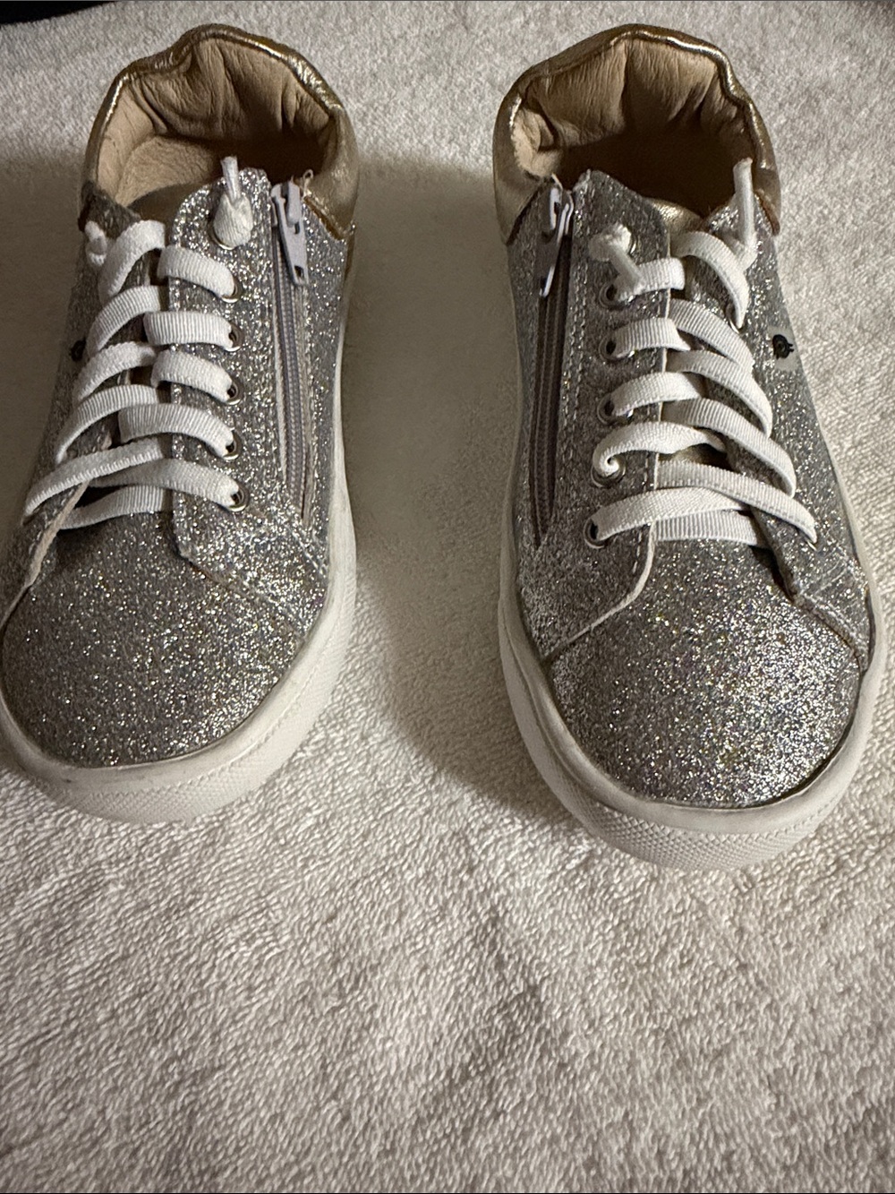 Old Soles Silver Glitter High-Top Sneakers with Gold Accents